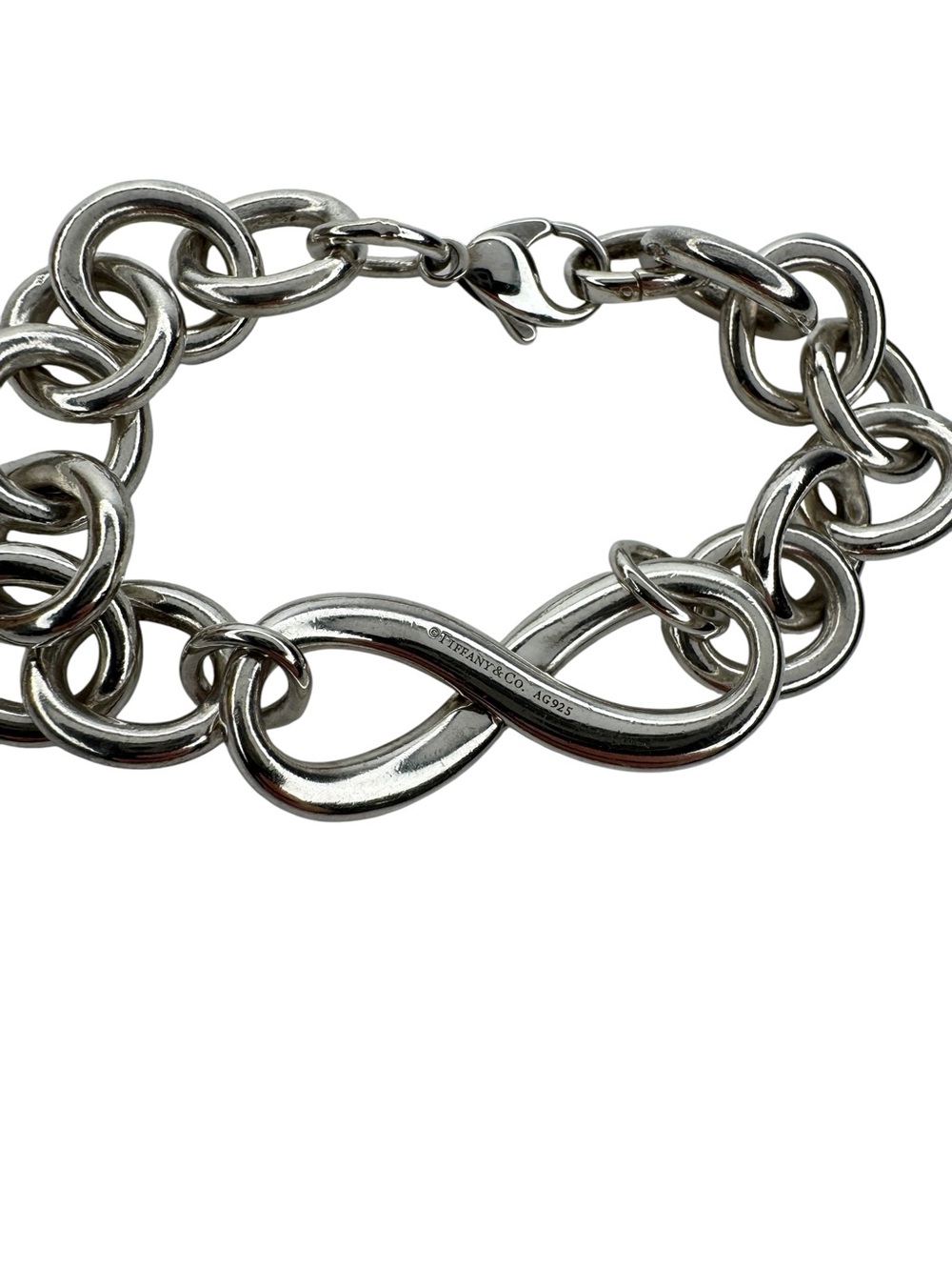 Tiffany & Co. Sterling Silver Infinity Chunky Chain Link Bracelet 925 Italy 7” - Picture 5 of 6